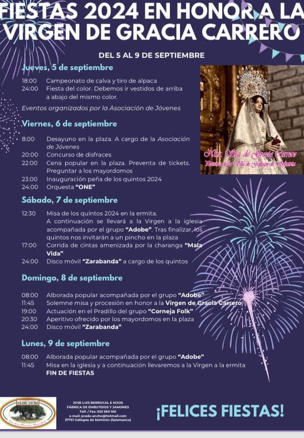 Fiestas en honor a Nuestra Señora de Gracia Carrero 2024 Gallegos de Solmirón